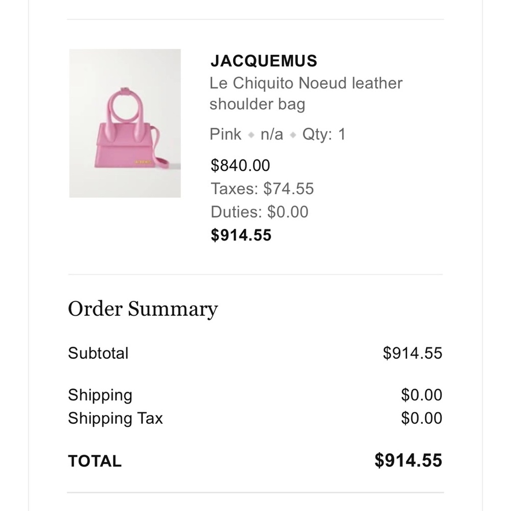 Jacquemus Pink Shoulder Bag Le Chiquito Noeud